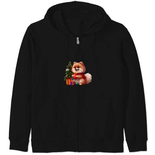 Discover Pomeranian Paws amp Ornaments Tree Trimming Time Zip Hoodies
