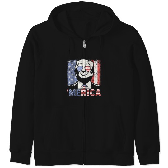 Discover 'merica trump happy 4th of july trump american flag 1 Zip Hoodies
