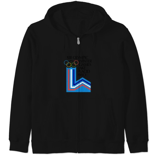 Discover Lake Placid 1980 Winter Olympics Men's Grey Zip Hoodies Size S-5XL