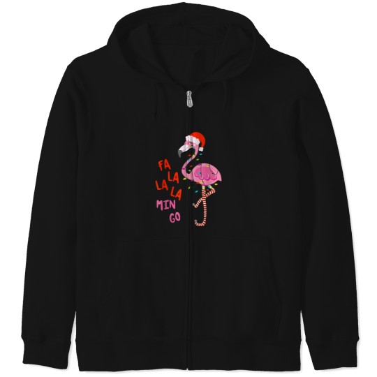 Discover Fa La La Mingo Flamingo Christmas Tropical Xmas Tree Lights Zip Hoodies