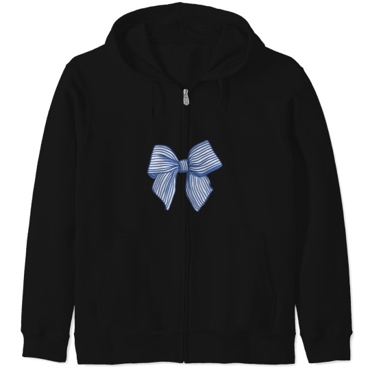Discover Coquette Blue Bow Zip Hoodies