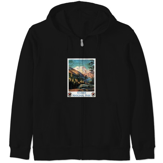 Discover Rainier National Park Old Railway Northern Pacific Zip Hoodies