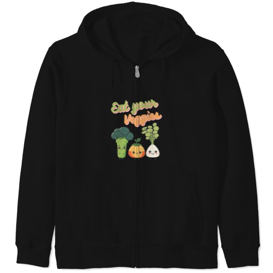 Discover Eat Your Veggies Vegetarian Vegans Environmentalist Veggie Power Zip Hoodies