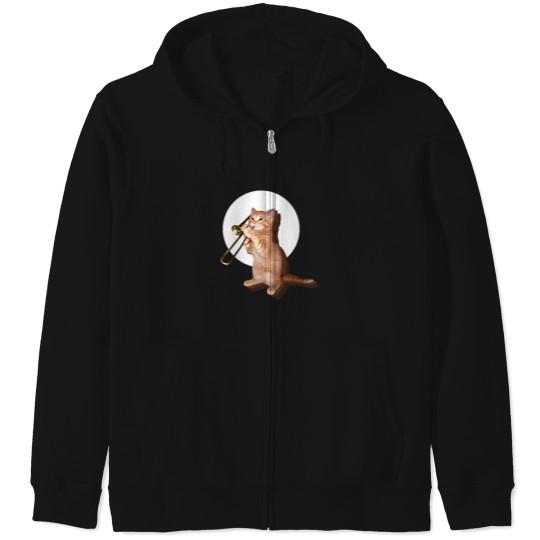 Discover Trombone Cat Zip Hoodies
