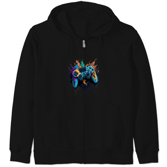 Discover Splash Art Game Controller 5 Zip Hoodies