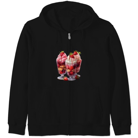 Discover Sweet Indulgence Strawberry Shortcake in Glasses Zip Hoodies