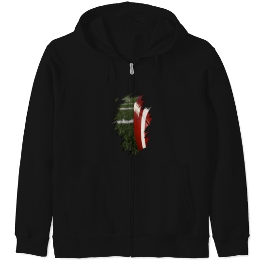 Discover 3D Football Rip With Green Grass   Unique Sports Design Zip Hoodies