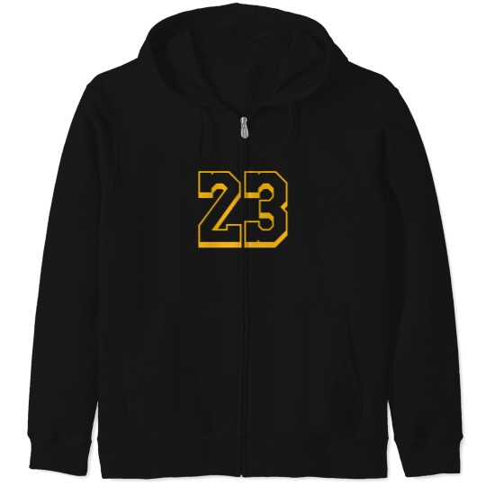Discover 23 Yellow Number Twenty Three Black Basketball Sports Jersey 2 Zip Hoodies