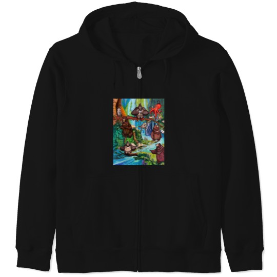 Discover Cartoon Animal Scene Zip Hoodies