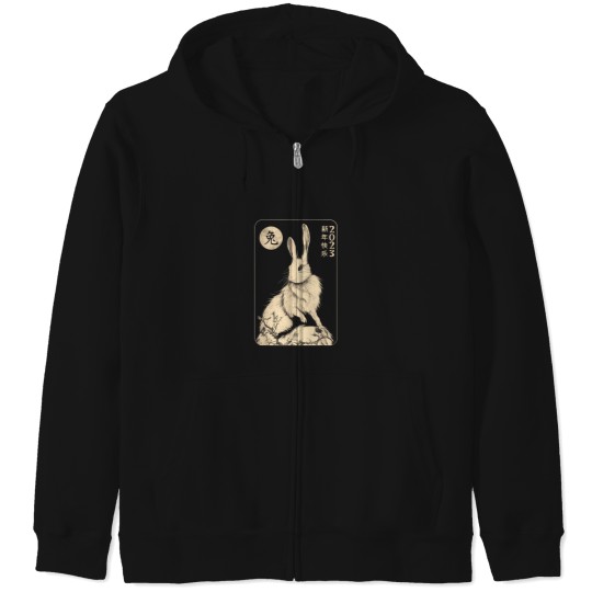 Discover White Rabbit Lover Tarot Card Year Of The Rabbit Zip Hoodies