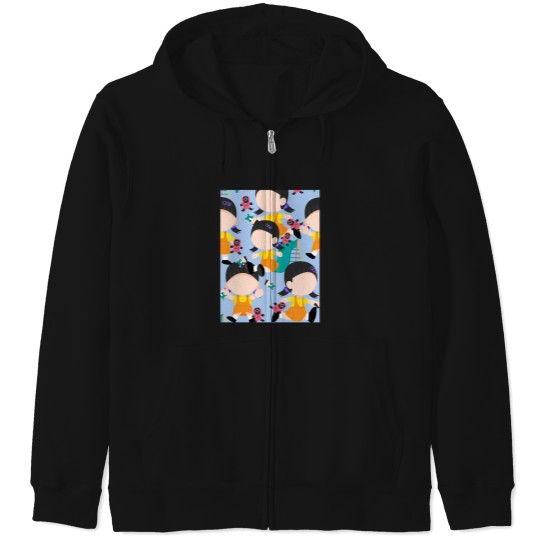 Discover Squid Cosplay Red Light Green Light Girl Playground Cute Netflix Zip Hoodies