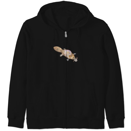 Discover The Australian Platypus With The Food They Eat Inside The Outline. 2146 Zip Hoodies