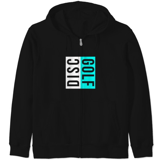 Discover Disc Golf White And Blue Modern Minimalist Zip Hoodies