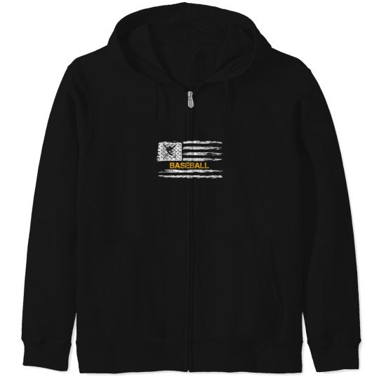 Discover USA American Flag Baseball Player Silhouette Fu Zip Hoodies