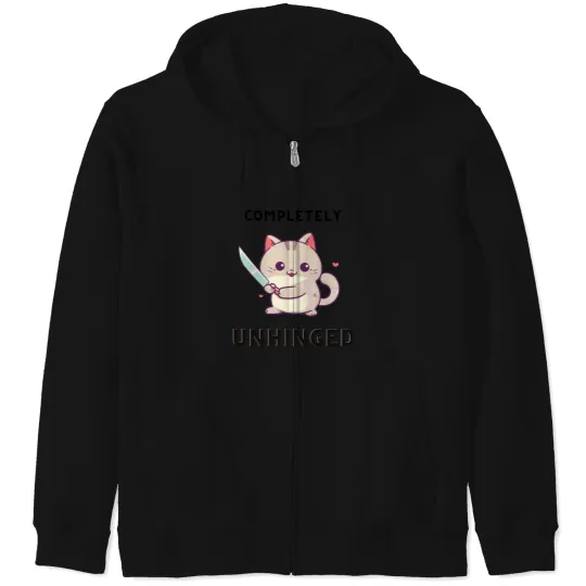 Discover Unhinged Cat Shirt Zip Hoodies