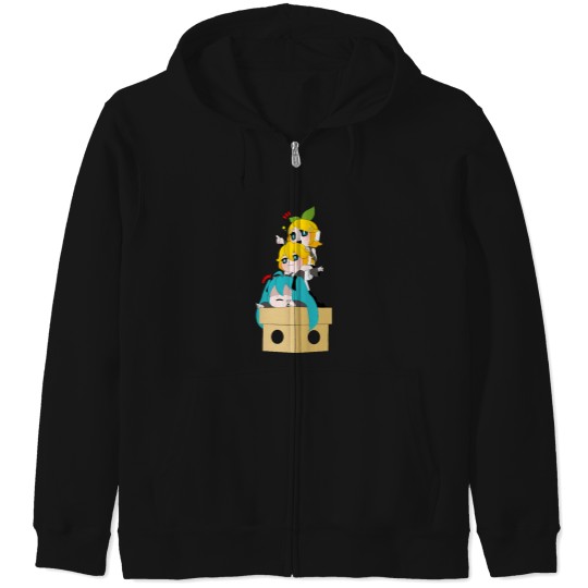 Discover Vocaloid - Kagamine Rin, Kagamine Len and Hatsunee Miku Chibi i Zip Hoodies