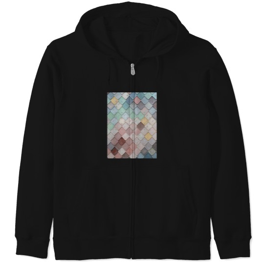 Discover SEA OF PAINTED TILES Graphic Zip Hoodies