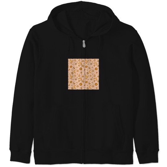 Discover Zodiac Sun And Star Print In Cream 3628 Zip Hoodies