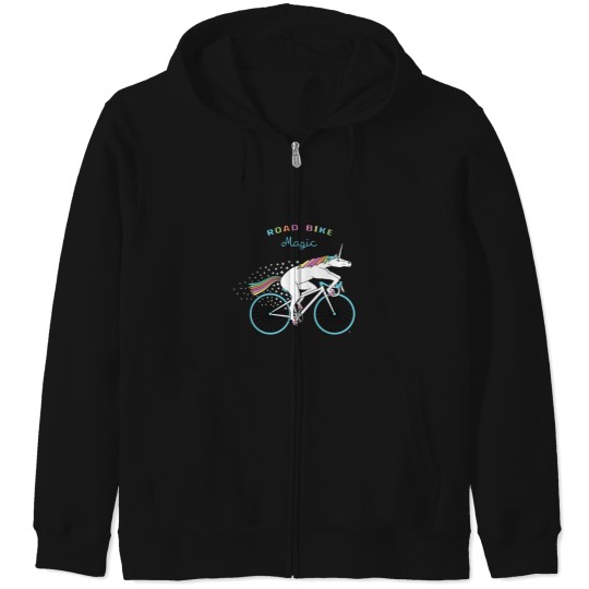 Discover Road Bike Magic Unicorn Outline Zip Hoodies