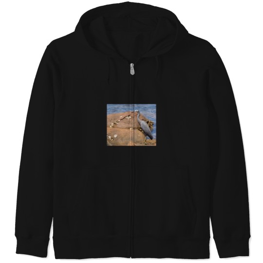 Discover heron at the beach Zip Hoodies