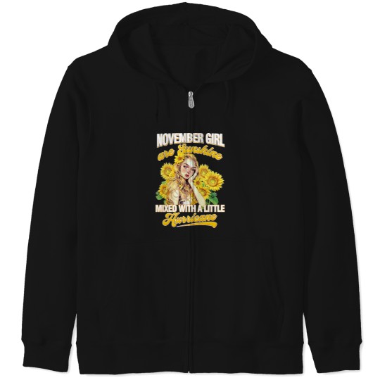 Discover November Girl Sunshine Mixed Hurricane Shirt Cancer Leo Birthday Zip Hoodies