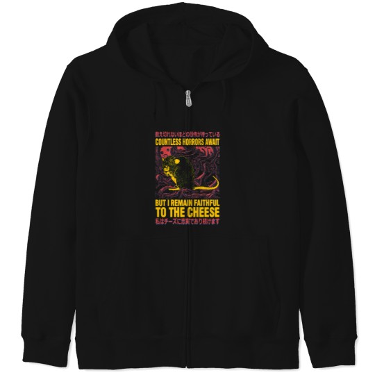 Discover Faithful to the Cheese Japanese Horror Rat Active T-Shirt Zip Hoodies