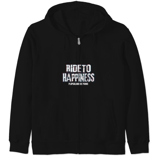 Discover Ride to Happiness - Glitch Series (White Text) Classic T-Shirt Zip Hoodies