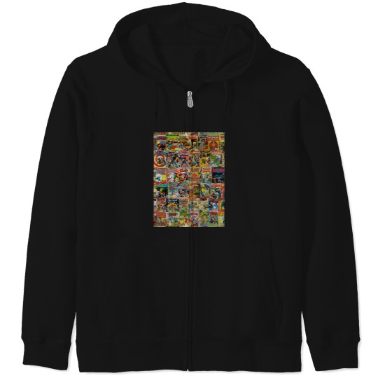 Discover Vintage Comic Book Pattern Graphic T-Shirt Zip Hoodies