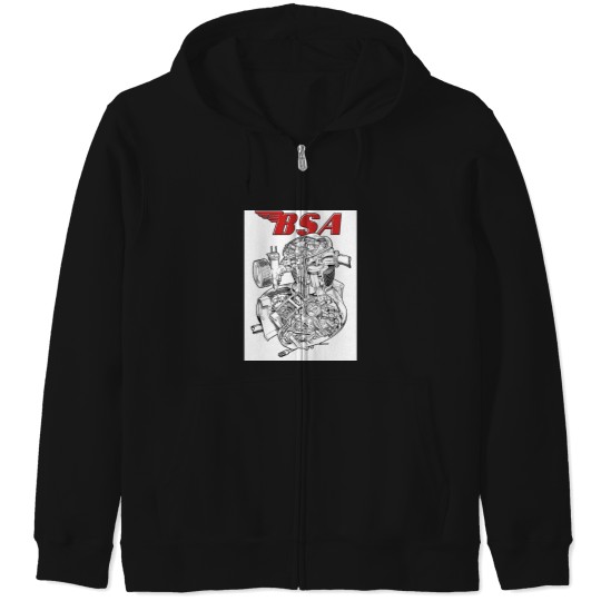 Discover BSA Emblem A50 Engine Baseball ¾ Sleeve T-Shirt Zip Hoodies