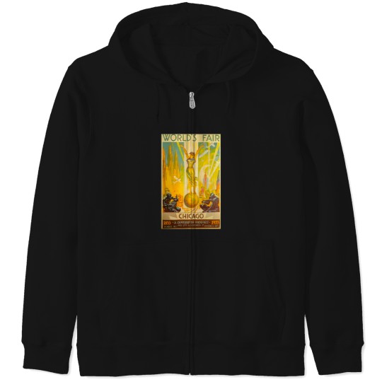 Discover 1933 Chicago World'S Fair Poster 100Th Anniversary Of Chicago World'S Fair Art Deco Poster Zip Hoodies