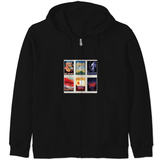 Discover Nasa Jpl Space Tourism Collage Exoplanet Travel Bureau (8K Resolution) Zip Hoodies