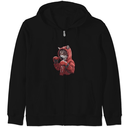 Discover boxing cat 2 Zip Hoodies