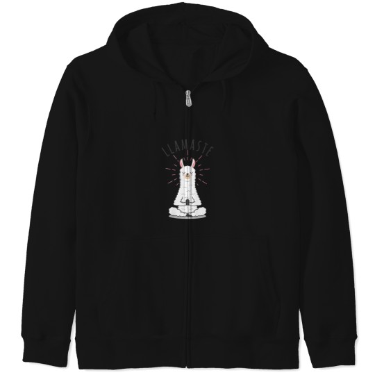 Discover Womens Llamaste Llama Yoga Yogi Cute Love VNeck Zip Hoodies