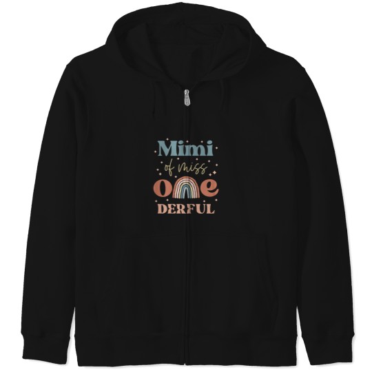 Discover Womens Mimi of Miss Onederful Boho Rainbow Daugh Zip Hoodies