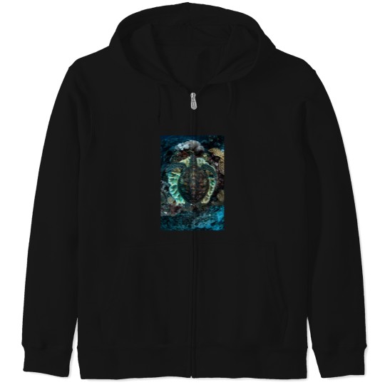 Discover Green Turtle Resting Zip Hoodies