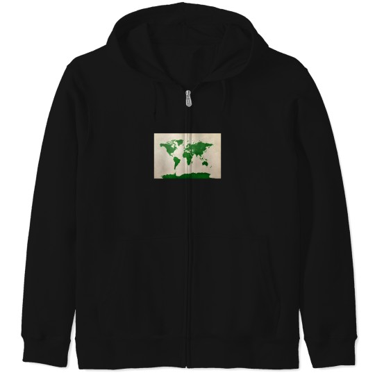 Discover World Map Green 2743 Zip Hoodies