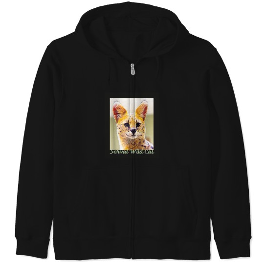Discover Serval African Wild Cat Zip Hoodies