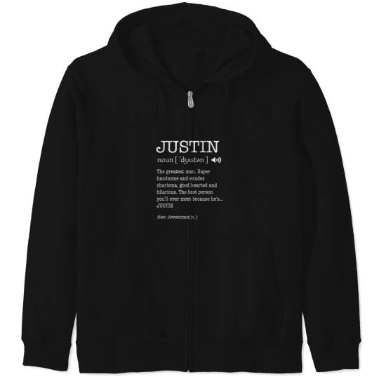 Discover The Name Is Justin Funny Men Definition Personal Zip Hoodies