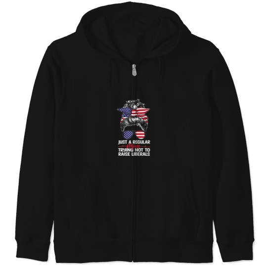 Discover Womens Just A Regular Mom Trying Not To Raise Li Zip Hoodies
