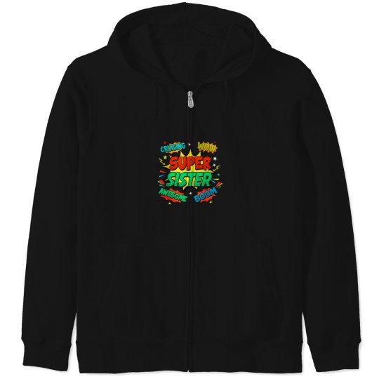 Discover Superhero Sister Costume For Women Comic Book Bi Zip Hoodies