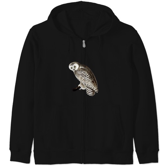 Discover Snowy Owl Vintage Illustration Zip Hoodies