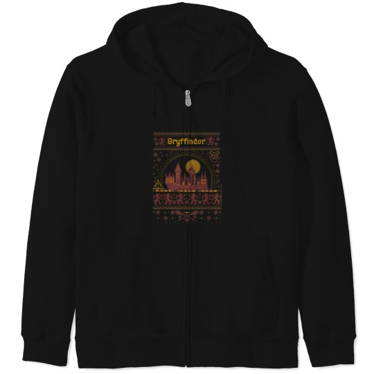 Discover à motif de pull de noël laid gryffondor Zip Hoodies