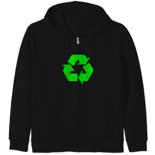 Discover Earth Day Grunge Recycle Symbol Zip Hoodies