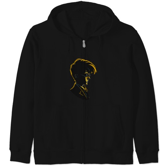 Discover Young man wearing a suit and glasses Zip Hoodies