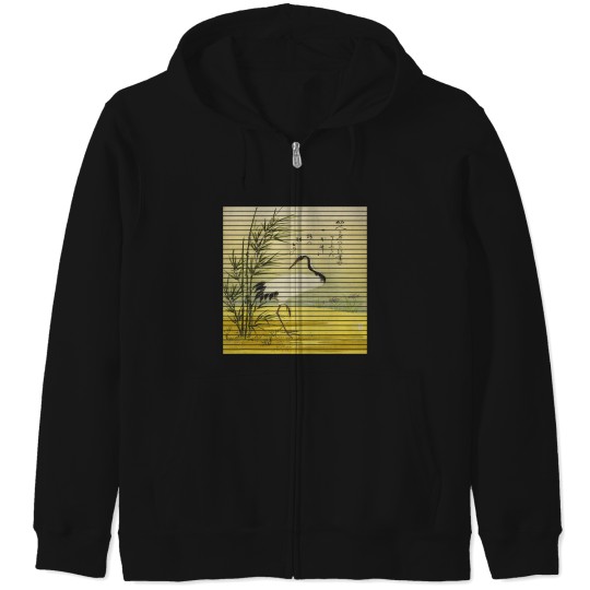 Discover Famous Vintage Art Crane Bamboo and Iris Special Design Zip Hoodies