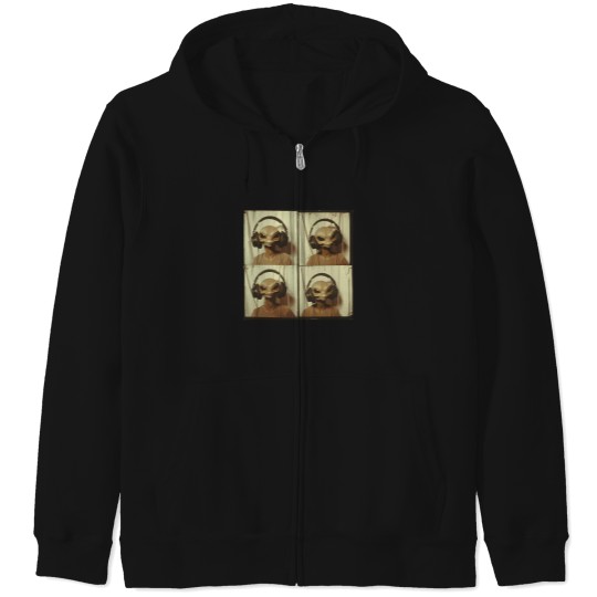 Discover Vintage-Alien-Listing-To-Music T-Shirt Zip Hoodies