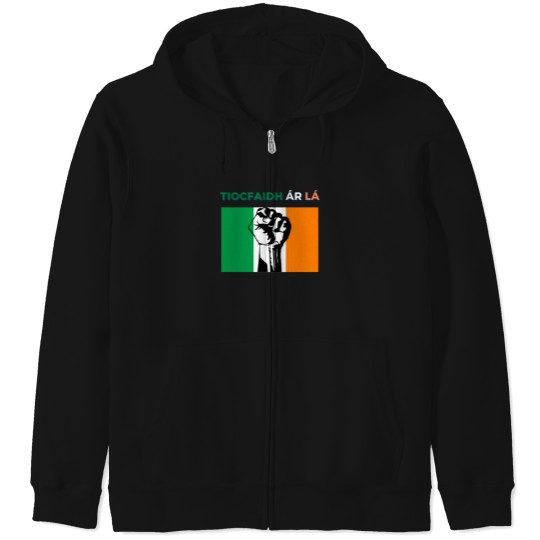 Discover Tiocfaidh-R-L---Irish-Flag-Green-White-Orange-Raised-Fist-Our-Day-Will-ComeT-Shirt Zip Hoodies