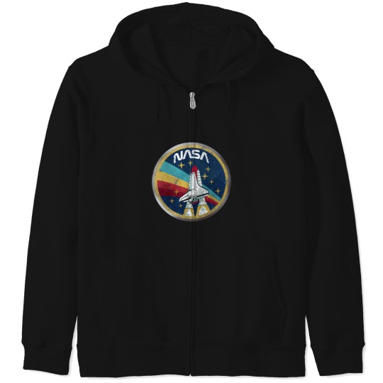 Discover Nasa Retro Vintage Logo With Metal Border Zip Hoodies