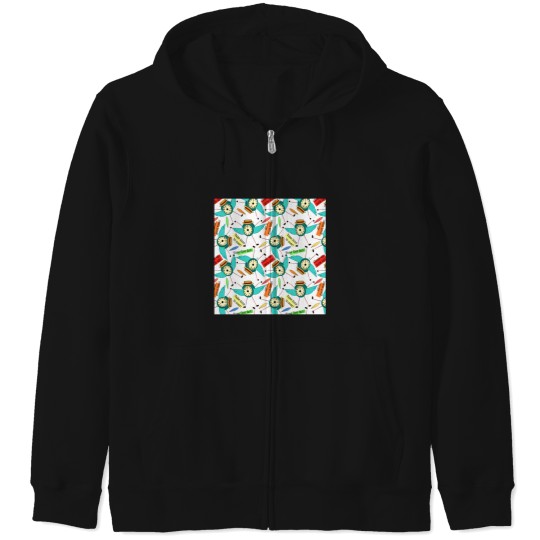 Discover Time Flies Pattern Zip Hoodies