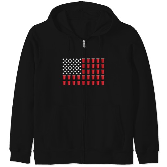 Discover 4th Of July Beer Pong American Flag College Party Zip Hoodies